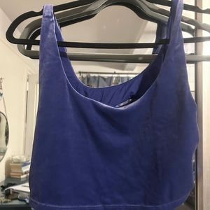 Athleta blue velvet crop cut out sports bra